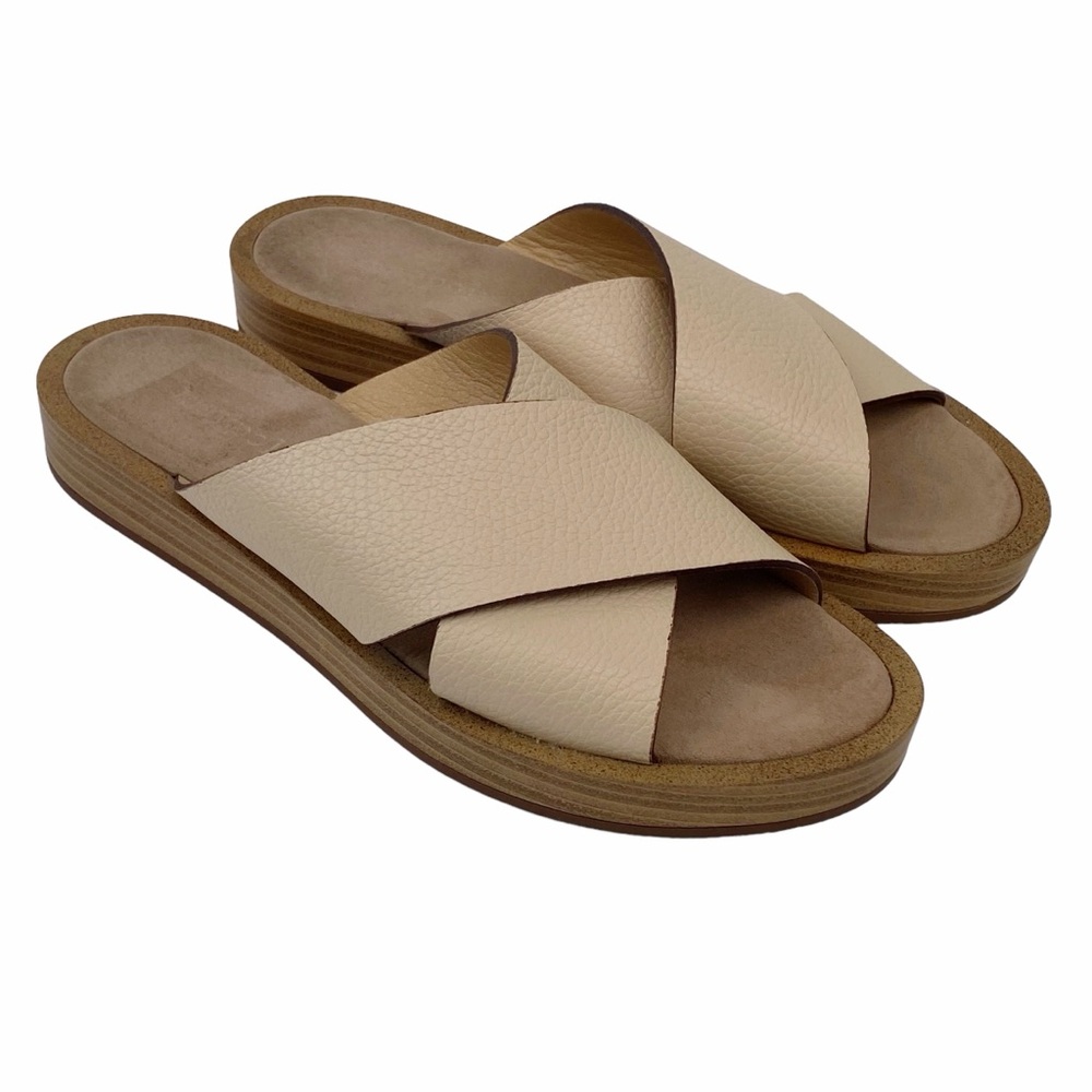 Maypol Leather Sandals Open Toe Slip On Shoes Made in Spain Size 39 Cream Nude